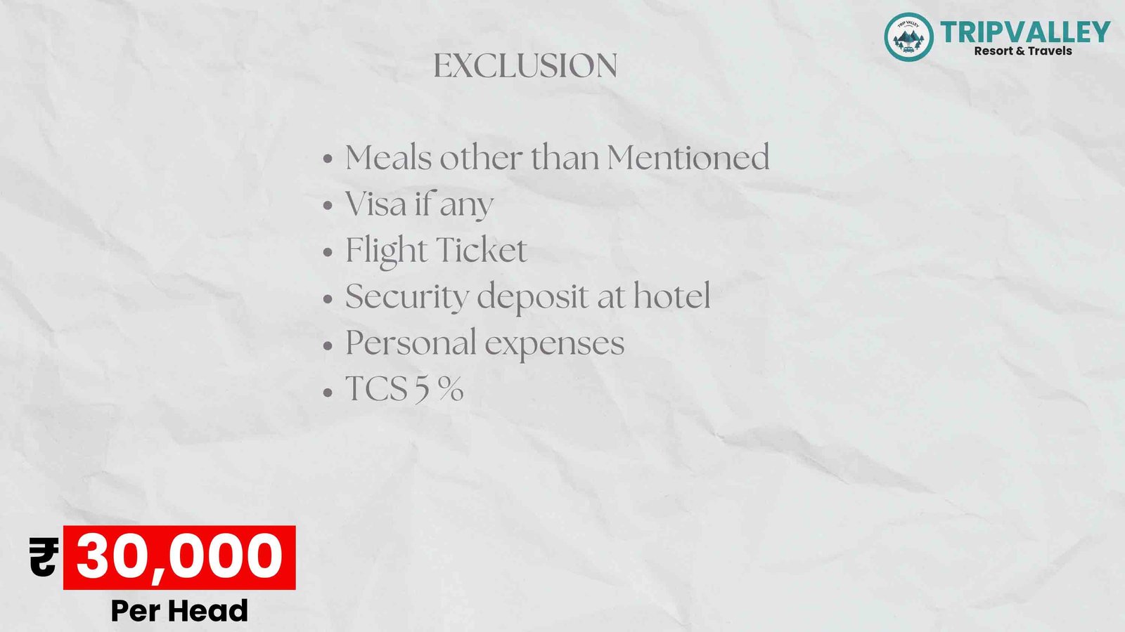 Dubai package exclusions
